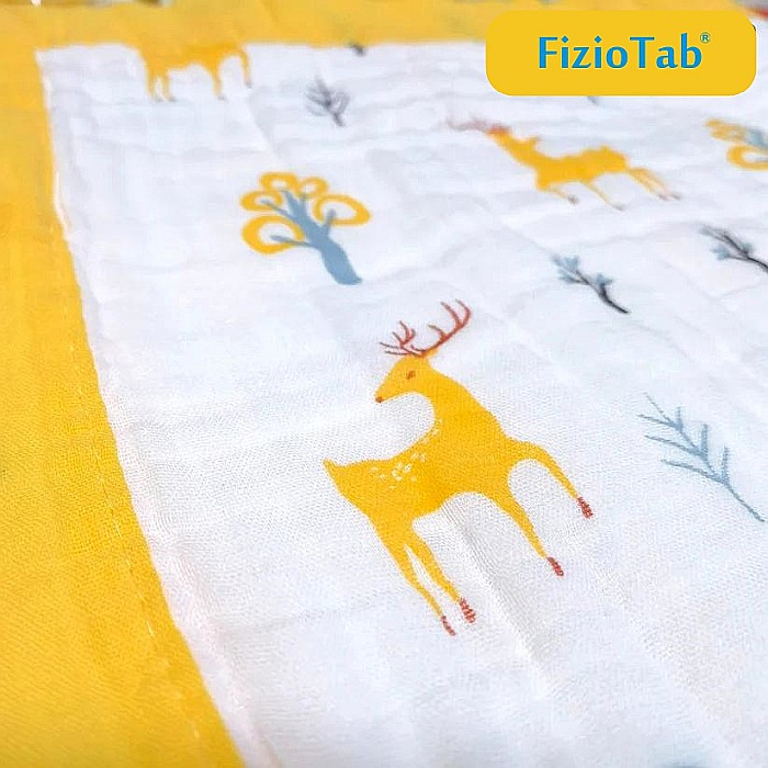 Paturica FizioTab® pentru Bebe, Muselina 6 Straturi, 110x110 cm, din bumbac, Model Cerbi [6]