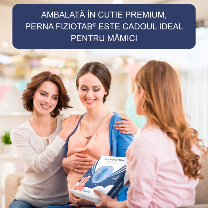 Perna Bebelusi FizioTab® Anti Plagiocefalie pentru Formarea Capului cu 2 Huse de Protectie, Spuma cu Memorie, Albastru, Balene [6]