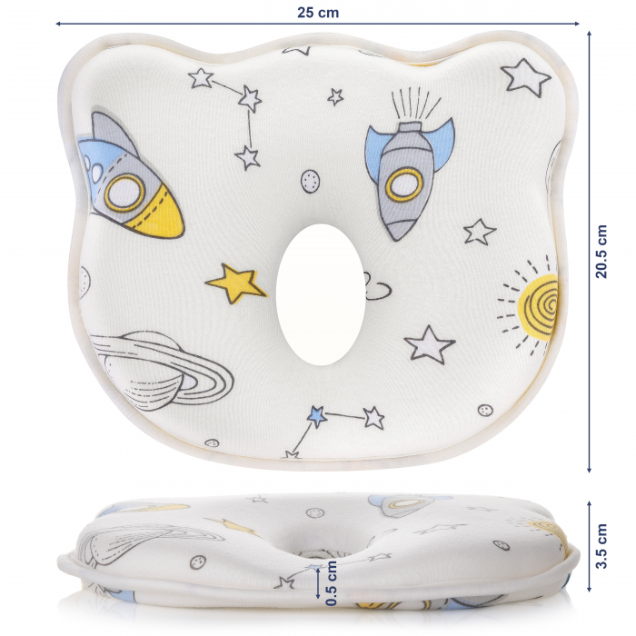 Perna Bebelusi FizioTab® Anti Plagiocefalie pentru Formarea Capului cu 2 Huse de Protectie, Spuma cu Memorie, Cosmos [7]