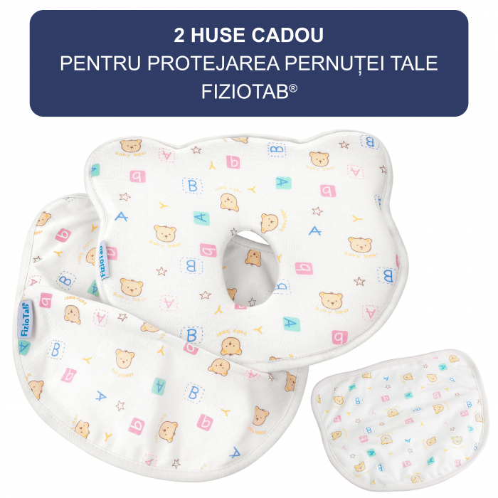 Perna Bebelusi FizioTab® Anti Plagiocefalie pentru Formarea Capului cu 2 Huse de Protectie, Spuma cu Memorie, Ursuleti [3]