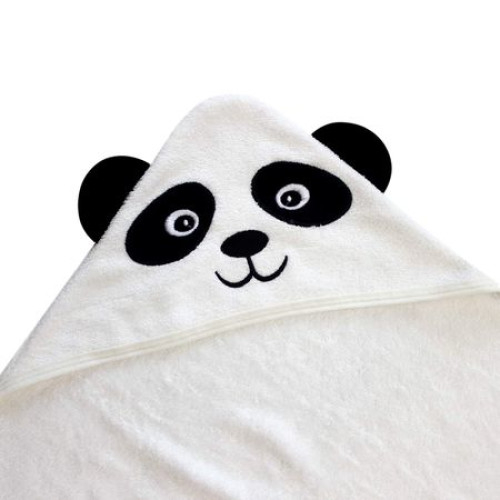 Prosop de Baie cu Gluga pentru Bebelusi din Bambus Super Absorbant si Moale FizioTab®, Tip Halat, 90X100 cm, 0-4 ani, Model Ursulet Panda, Alb/Negru [6]