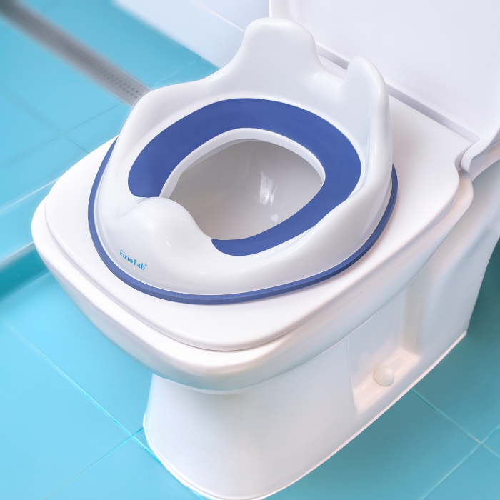 Reductor WC Copii cu Manere FizioTab® - cu Agatatoare tip Carlig pentru Depozitare Usoara, Rabbit, Albastru/Alb [2]