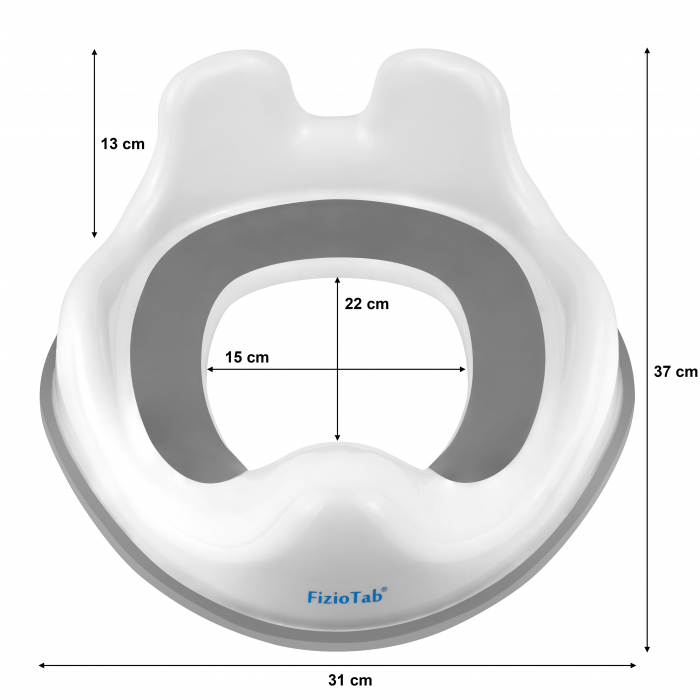 Reductor WC Copii cu Manere FizioTab® - cu Agatatoare tip Carlig pentru Depozitare Usoara, Rabbit, Gri/Alb [5]
