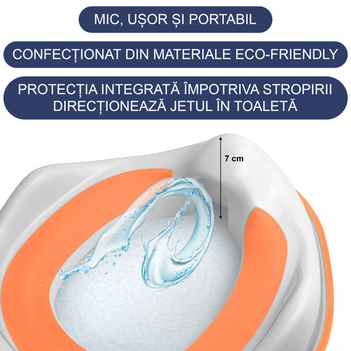 Reductor WC Copii cu Manere FizioTab® – cu Agatatoare tip Carlig pentru Depozitare Usoara, Rabbit, Portocaliu/Alb [4]