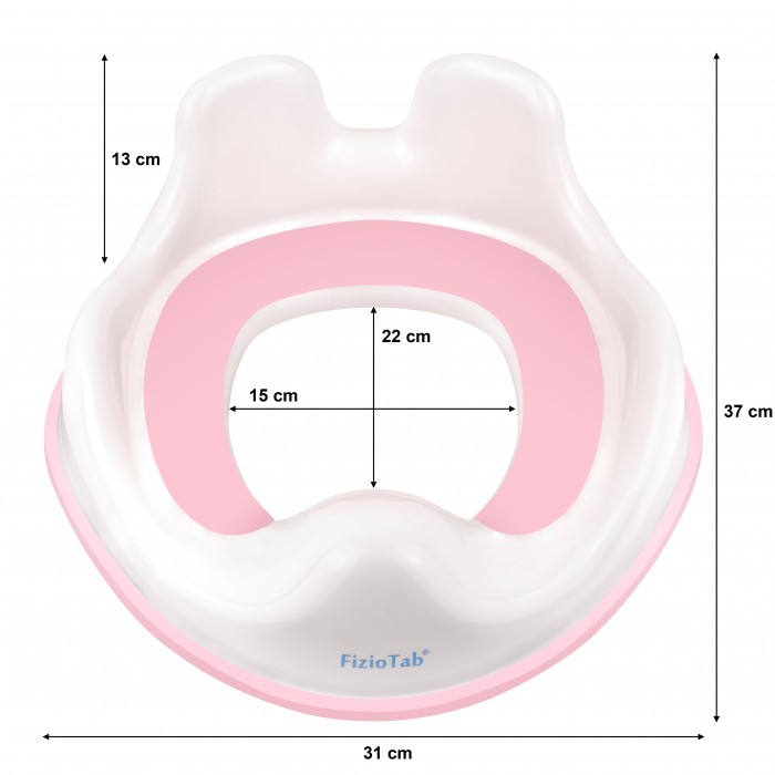 Reductor WC Copii cu Manere FizioTab® - cu Agatatoare tip Carlig pentru Depozitare Usoara, Rabbit, Roz pal/Alb [4]