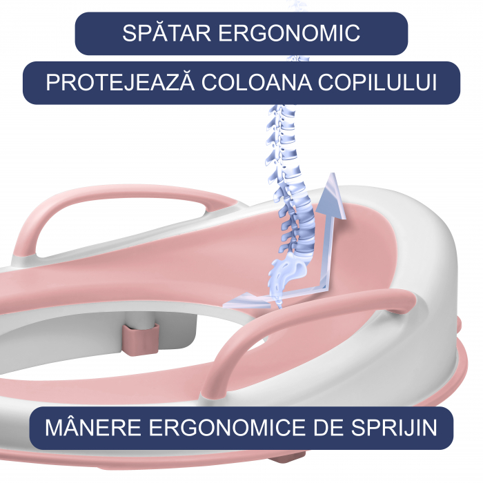 Reductor WC Copii cu Manere FizioTab® - cu Inelus pentru Depozitare Usoara si Carlig de Agatare, Roz [4]