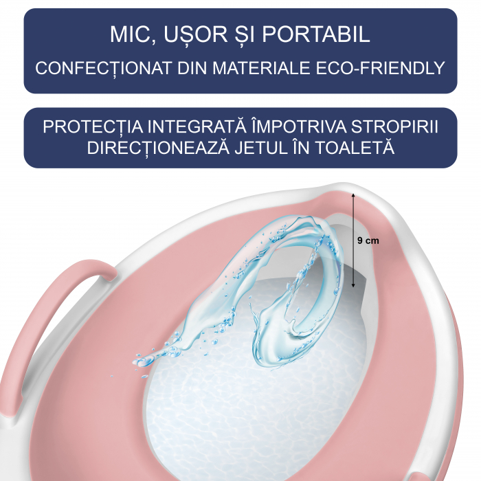 Reductor WC Copii cu Manere FizioTab® - cu Inelus pentru Depozitare Usoara si Carlig de Agatare, Roz [5]