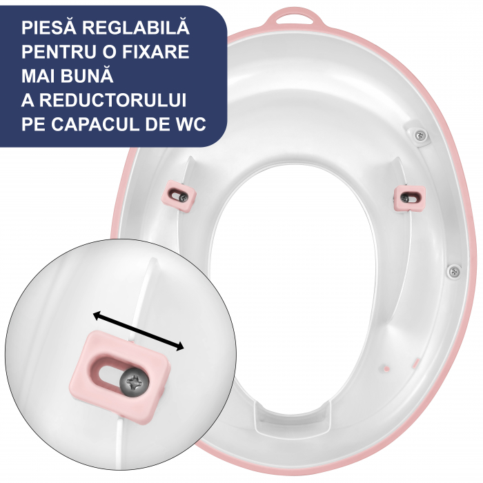 Reductor WC Copii cu Manere FizioTab® - cu Inelus pentru Depozitare Usoara si Carlig de Agatare, Roz [6]