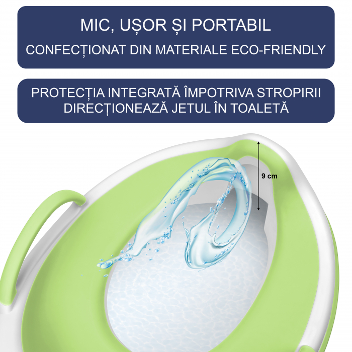 Reductor WC Copii cu Manere FizioTab® - cu Inelus pentru Depozitare Usoara si Carlig de Agatare, Verde [5]
