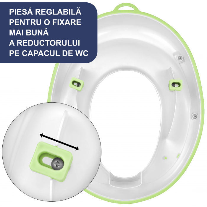 Reductor WC Copii cu Manere FizioTab® - cu Inelus pentru Depozitare Usoara si Carlig de Agatare, Verde [6]
