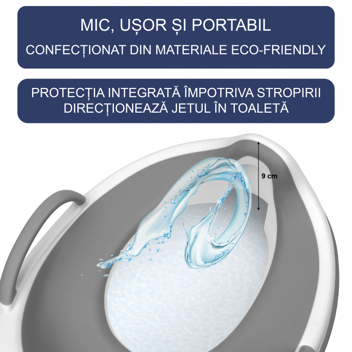 Reductor WC Copii cu Manere FizioTab® - cu Inelus pentru Depozitare Usoara si Carlig de Agatare, Gri [5]