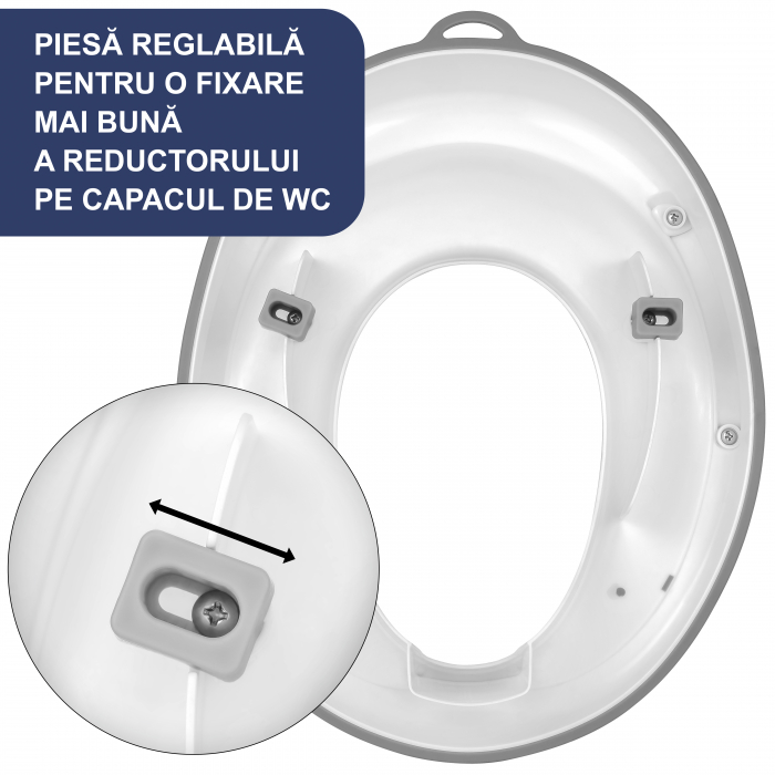 Reductor WC Copii cu Manere FizioTab® - cu Inelus pentru Depozitare Usoara si Carlig de Agatare, Gri [6]