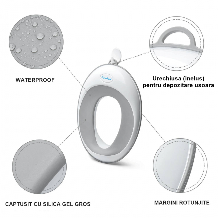Reductor WC Copii, FizioTab®, Alb/Gri [5]