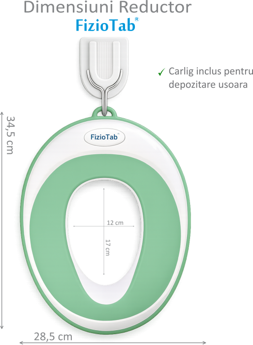 Reductor WC Copii, FizioTab®, Alb/Verde Menta [3]
