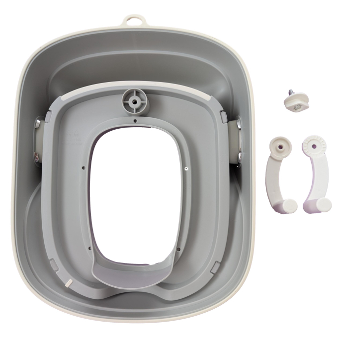 Reductor WC Copii FizioTab® cu Manere, Spatar ergonomic, Perna moale din PU, Anti-alunecare, Anti-stropire, Gri [5]