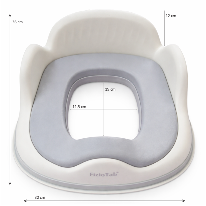 Reductor WC Copii FizioTab® cu Manere, Spatar ergonomic, Perna moale din PU, Anti-alunecare, Anti-stropire, Gri [4]