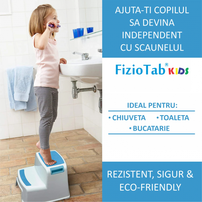 Scaunel Copii Inaltator WC in Doua Trepte FizioTab®, Taburet Copii Utilizare in Baie, Toaleta, Chiuveta sau in Bucatarie - Scaun Tip Scara cu Suprafata Antialunecare pentru Confort si Siguranta, Multi [6]