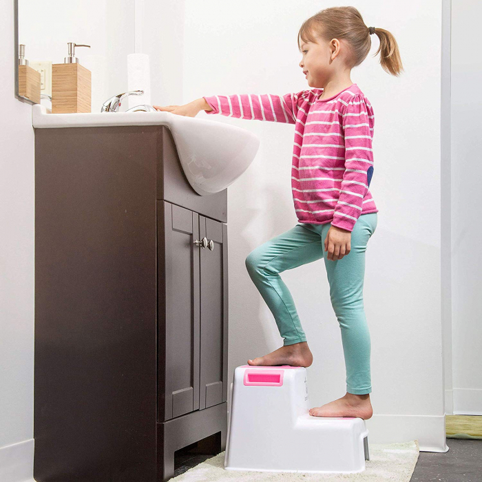 Scaunel Copii Inaltator WC in Doua Trepte FizioTab®, Taburet Copii Utilizare in Baie, Toaleta, Chiuveta sau in Bucatarie - Scaun Tip Scara cu Suprafata Antialunecare pentru Confort si Siguranta, Multi [2]