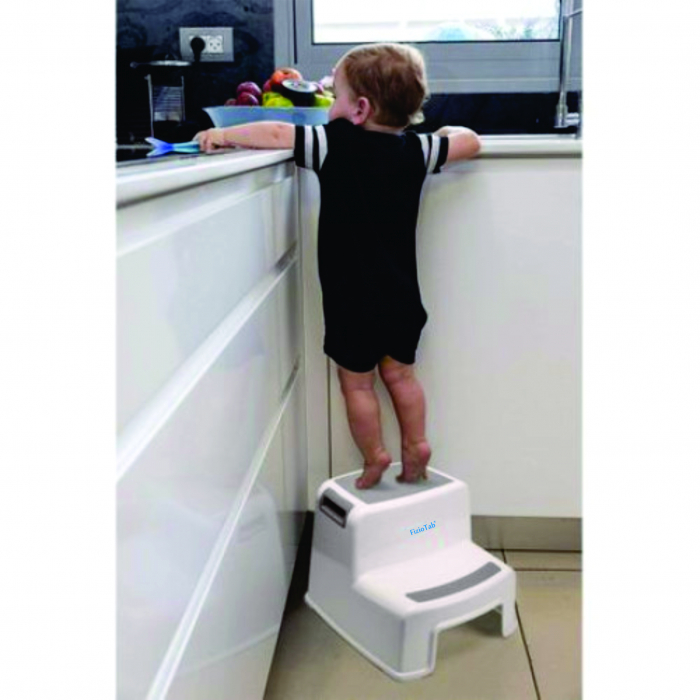 Scaunel Copii Inaltator WC in Doua Trepte FizioTab®, Taburet Copii Utilizare in Baie, Toaleta, Chiuveta sau in Bucatarie - Scaun Tip Scara cu Suprafata Antialunecare pentru Confort si Siguranta, Multi [10]