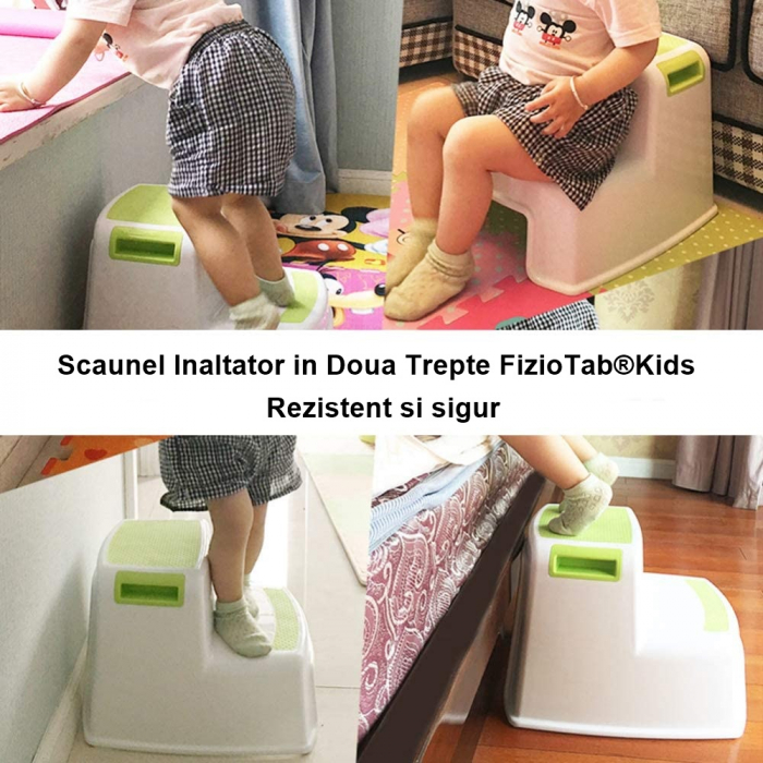 Scaunel Copii Inaltator WC in Doua Trepte FizioTab®, Taburet Copii Utilizare in Baie, Toaleta, Chiuveta sau in Bucatarie - Scaun Tip Scara cu Suprafata Antialunecare pentru Confort si Siguranta, Multi [6]