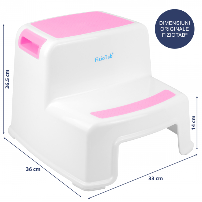 Scaunel Copii Inaltator WC in Doua Trepte FizioTab®, Taburet Copii Utilizare in Baie, Toaleta, Chiuveta sau in Bucatarie - Scaun Tip Scara cu Suprafata Antialunecare pentru Confort si Siguranta, Multi [5]