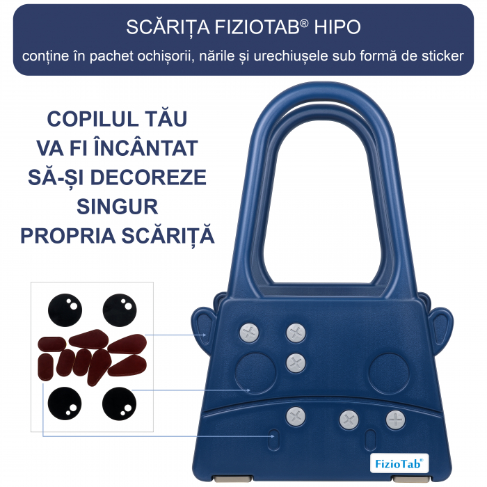Scaunel Inaltator Copii FizioTab® cu Manere, Doua Trepte, Suprafata Anti-alunecare, pentru Baie/Bucatarie, Hipo Albastru Inchis/Galben [4]