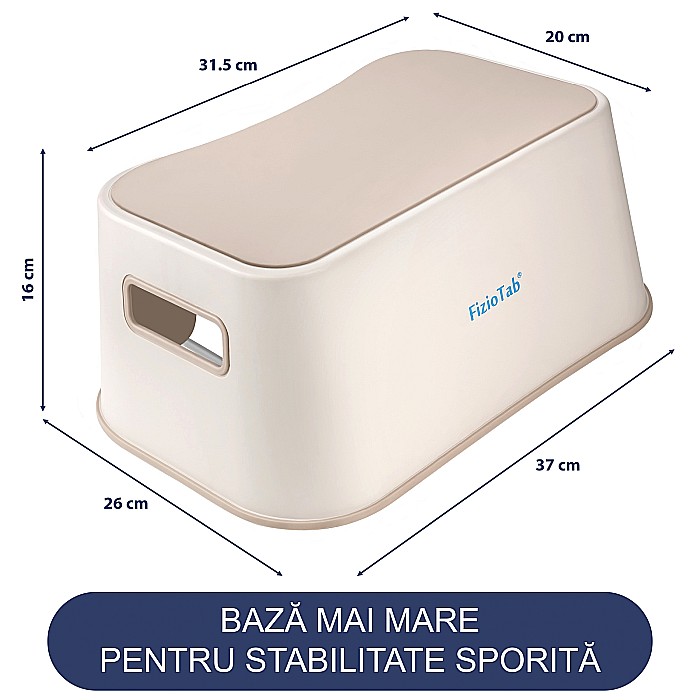 Scaunel Inaltator FizioTab® cu Suprafata Antialunecare si Manere, tip Taburet, Utilizare la Chiuveta, Baie sau in Bucatarie, Bej [4]