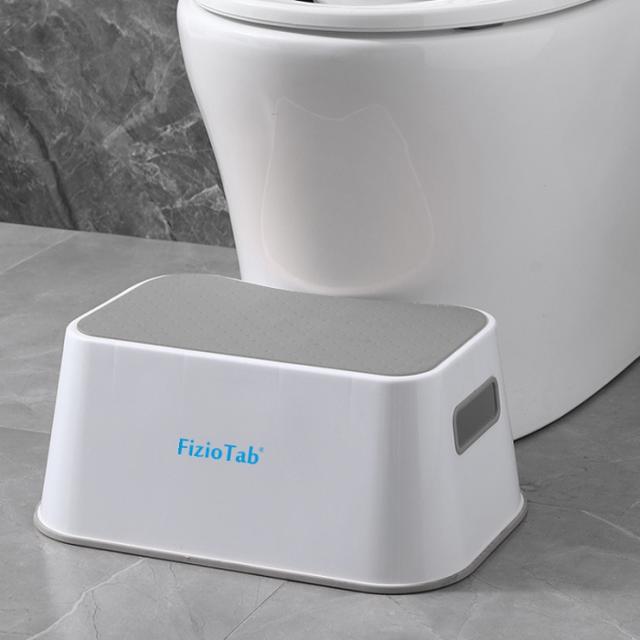Scaunel Inaltator FizioTab® cu Suprafata Antialunecare si Manere, tip Taburet, Utilizare la Chiuveta, Baie sau in Bucatarie, Gri [3]