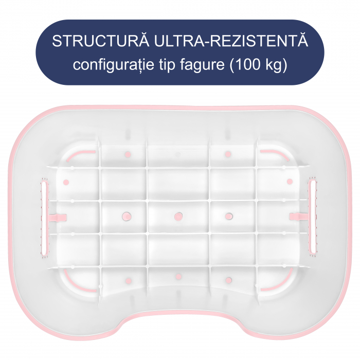 Scaunel Inaltator FizioTab® Ocean cu Suprafata Antialunecare si Manere, tip Taburet, Utilizare la Chiuveta, Baie sau in Bucatarie, Roz [6]