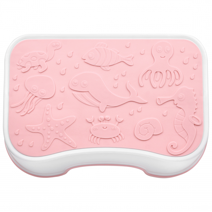 Scaunel Inaltator FizioTab® Ocean cu Suprafata Antialunecare si Manere, tip Taburet, Utilizare la Chiuveta, Baie sau in Bucatarie, Roz [4]