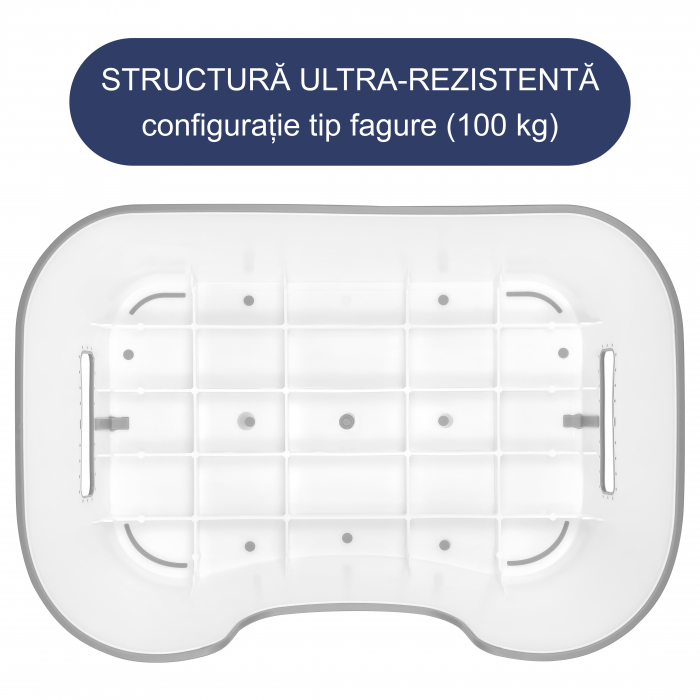 Scaunel Inaltator FizioTab® Space cu Suprafata Antialunecare si Manere, tip Taburet, Utilizare la Chiuveta, Baie sau in Bucatarie, Gri [7]