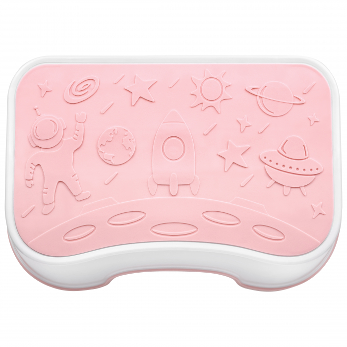 Scaunel Inaltator FizioTab® Space cu Suprafata Antialunecare si Manere, tip Taburet, Utilizare la Chiuveta, Baie sau in Bucatarie, Roz [4]
