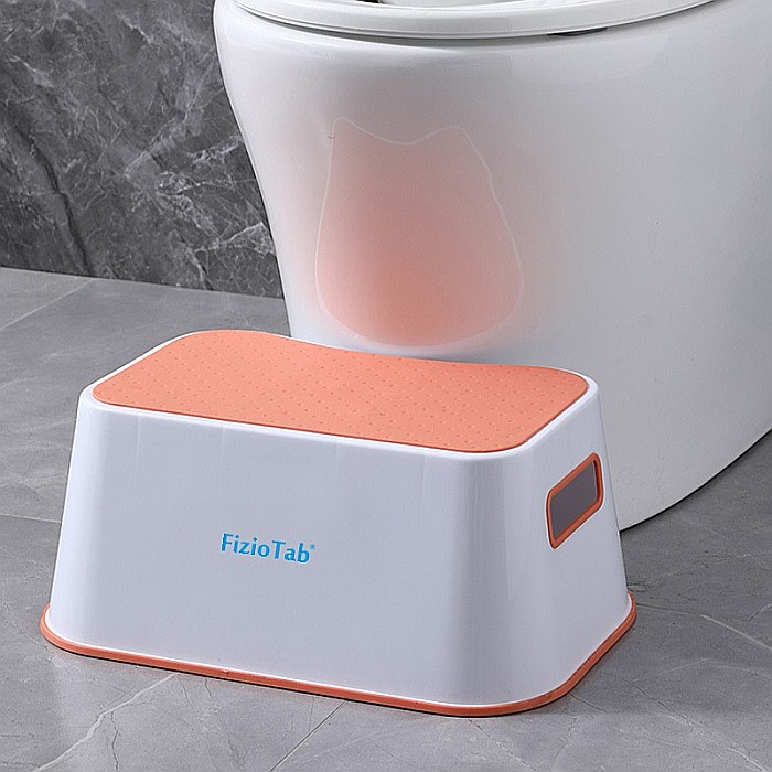 Scaunel Inaltator FizioTab® Suprafata Antialunecare si Manere, tip Taburet, Utilizare la Chiuveta, Baie sau in Bucatarie, Portocaliu [2]