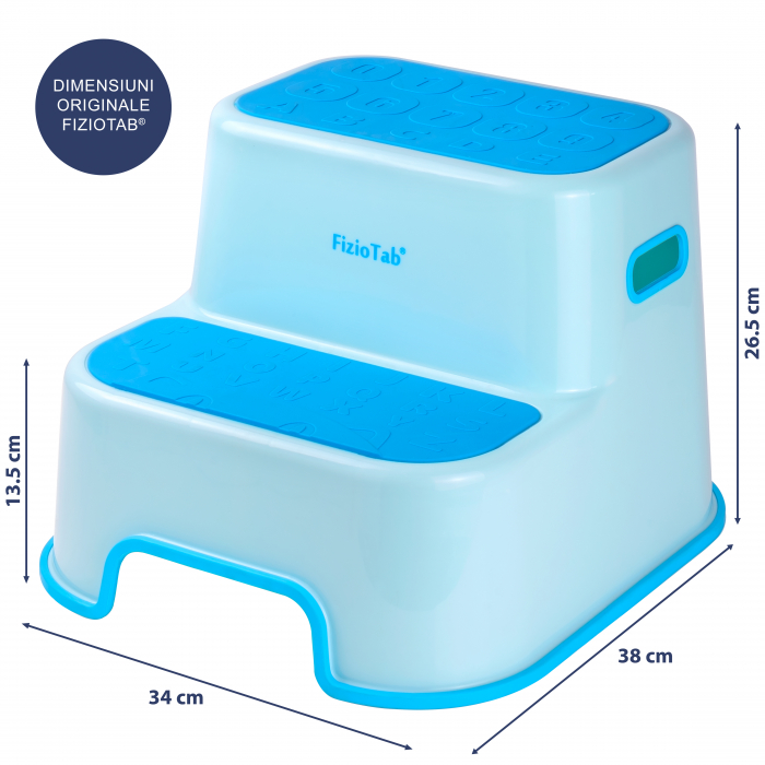Scaunel Inaltator WC in Doua Trepte FizioTab®, cu Suprafata Antialunecare cu Cifre si Litere, Multifunctional, Albastru turcoaz [6]