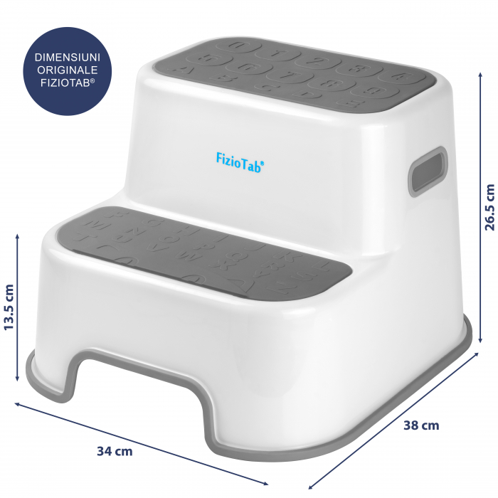 Scaunel Inaltator WC in Doua Trepte FizioTab®, cu Suprafata Antialunecare cu Cifre si Litere, Multifunctional, Gri [6]
