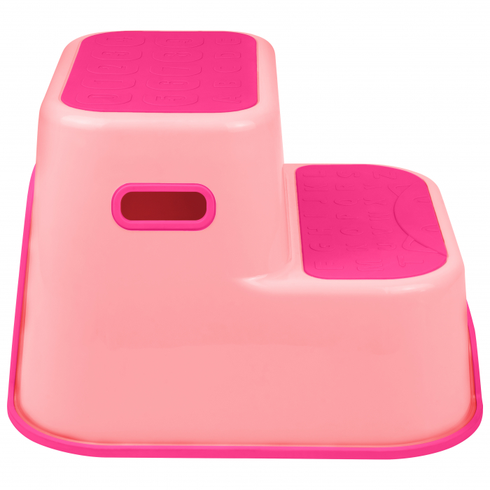 Scaunel Inaltator WC in Doua Trepte FizioTab®, cu Suprafata Antialunecare cu Cifre si Litere, Multifunctional, Roz [4]