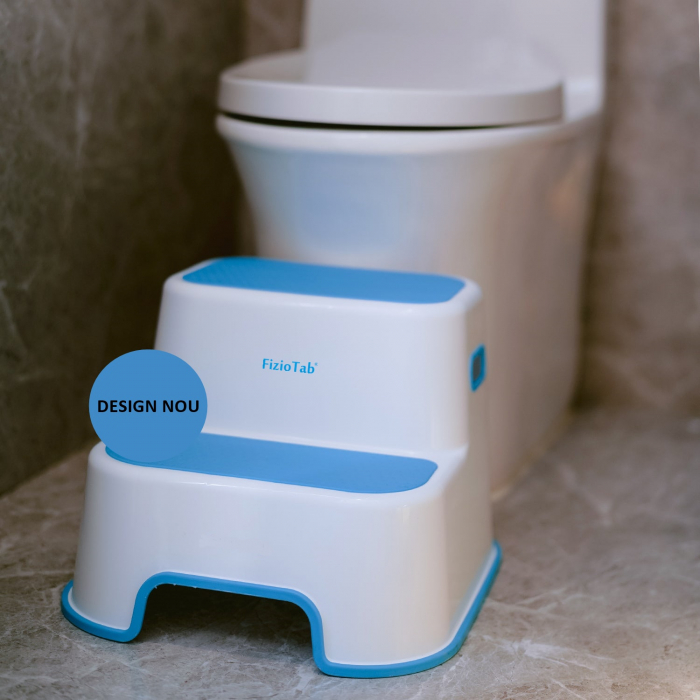 Scaunel Inaltator WC in Doua Trepte FizioTab®, Suprafata Antialunecare, Taburet Inaltator Chiuveta Copii, Albastru [9]