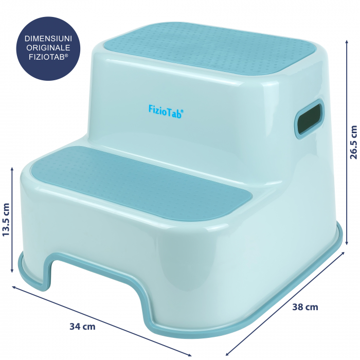 Scaunel Inaltator WC in Doua Trepte FizioTab®, Suprafata Antialunecare, Taburet Inaltator Chiuveta Copii, Light Blue [4]