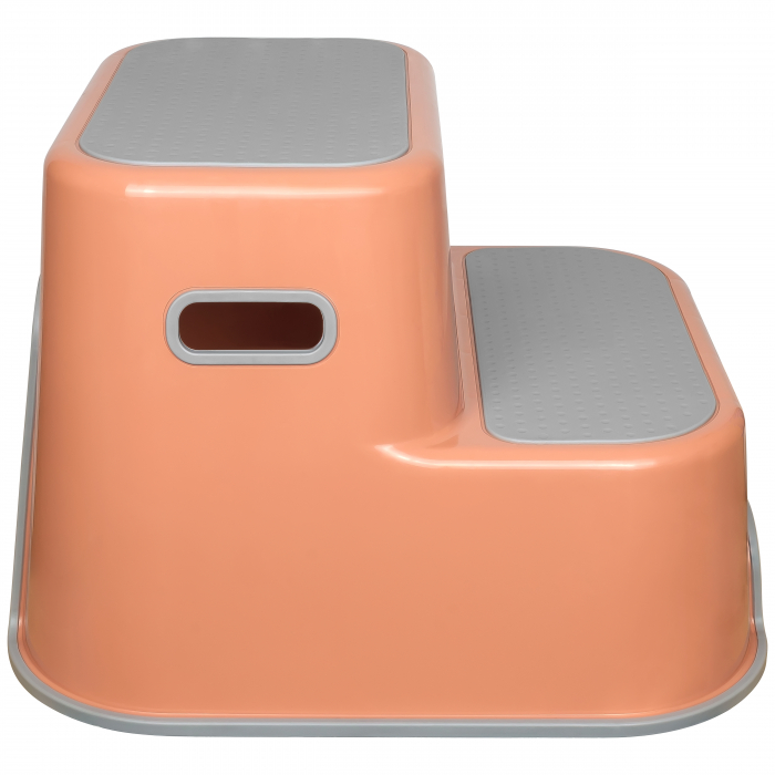 Scaunel Inaltator WC in Doua Trepte FizioTab®, Suprafata Antialunecare, Taburet Inaltator Chiuveta Copii, Maro/Gri [4]
