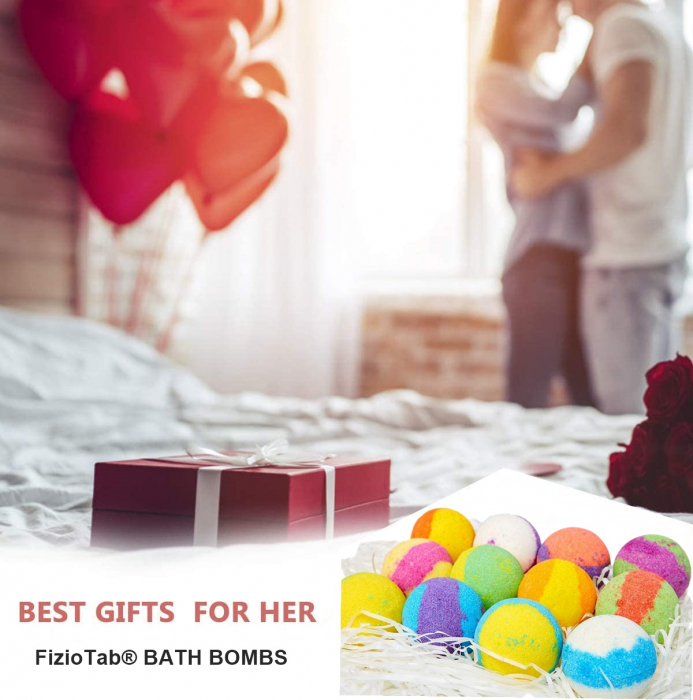 Set 12 Bile Efervescente de Baie cu Arome Diferite, FizioTab Scotin Bath Bombs, pentru Adulti si Copii, Cutie Premium, Cadoul Ideal pentru Craciun [6]