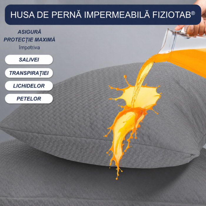 Set 2x Husa de Perna Impermeabila FizioTab®, 50x70 cm, Moale, Respirabila si Rezistenta, din Bambus/Poliester, Inchidere cu Fermoar, Gri [2]