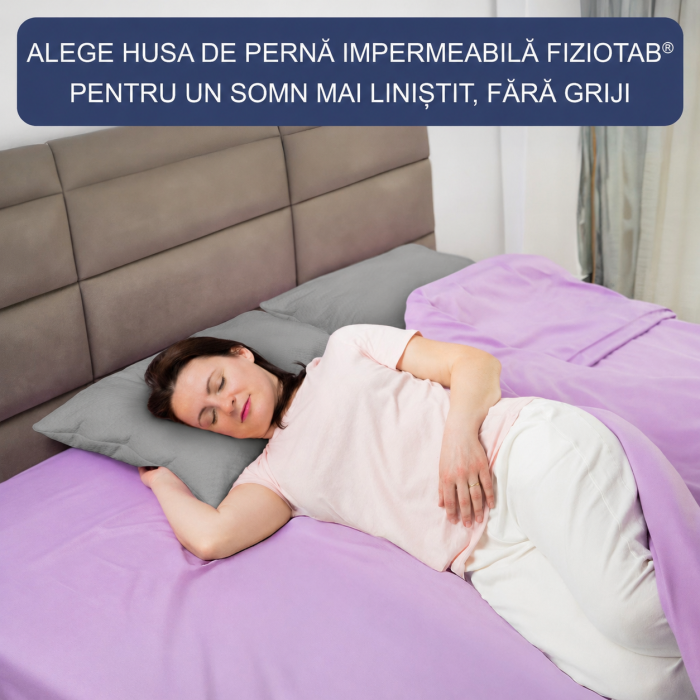 Set 2x Husa de Perna Impermeabila FizioTab®, 50x70 cm, Moale, Respirabila si Rezistenta, din Bambus/Poliester, Inchidere cu Fermoar, Gri [4]
