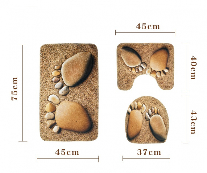 Set 3 Bucati Covorase Baie FizioTab, Antiderapante, Model Labe [3]