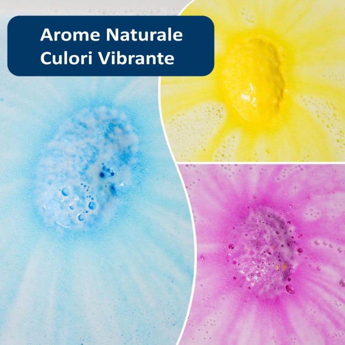 Set 6 Bombe de Baie Efervescente cu Surpiza in Interior, Arome si Culori Diferite, FizioTab® Dino Bath Bombs, Bile de Baie pentru Copii cu Uleiuri Esentiale [5]