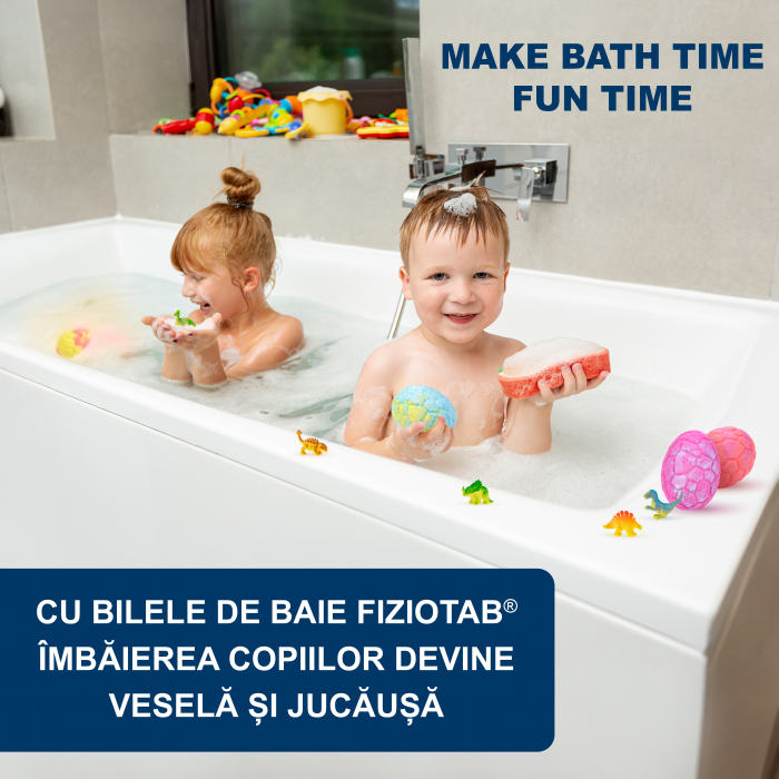 Set 6 Bombe de Baie Efervescente cu Surpiza in Interior, Arome si Culori Diferite, FizioTab® Dino Bath Bombs, Bile de Baie pentru Copii cu Uleiuri Esentiale [3]