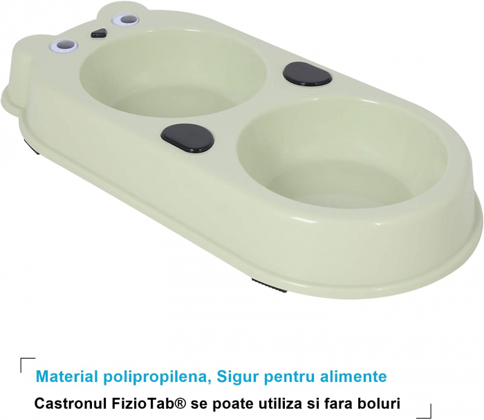 Set Castron Hranire FizioTab® Panda cu 2 Boluri de Inox si 2 Pungi Igienice, pentru Pisici si Caini de Talie Mica, Verde [5]