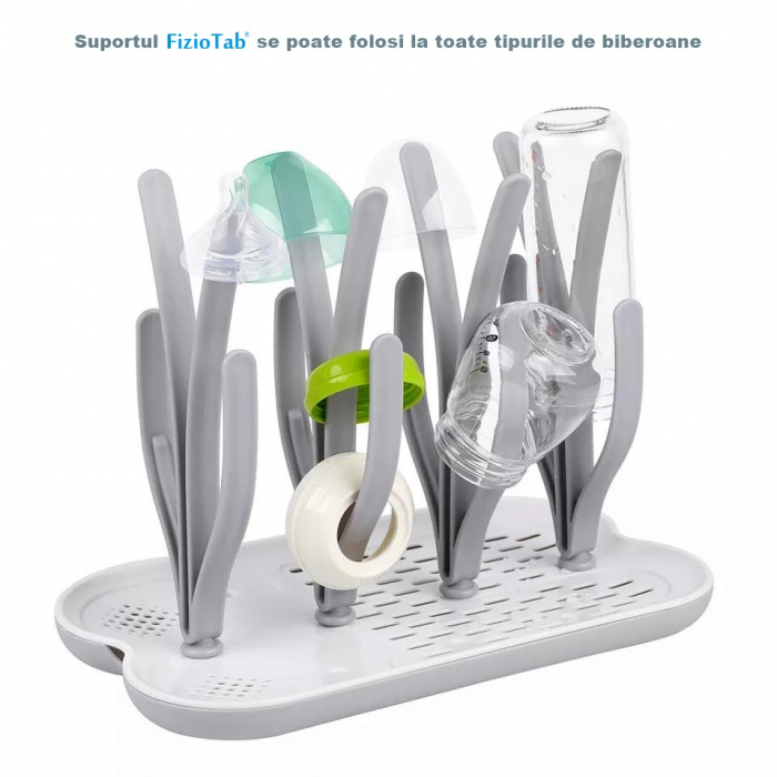 Suport FizioTab® pentru Uscarea Biberoanelor si Tetinelor, Gri/Alb [3]