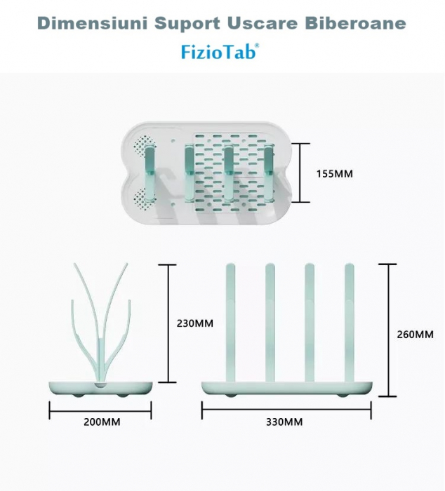 Suport FizioTab® pentru Uscarea Biberoanelor si Tetinelor, Verde/Alb [2]