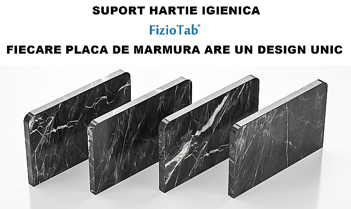 Suport Rola Hartie Igienica FizioTab® din Metal cu Raft din Marmura pentru Depozitare Telefon, Servetele sau alte Accesorii, Negru/Negru [4]