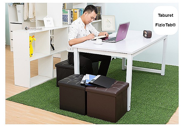 Taburet Pliabil cu Spatiu de Depozitare FizioTab®, Tip Cutie, Otoman, Cub 38X38X38 cm, Piele ecologica, Maro [8]